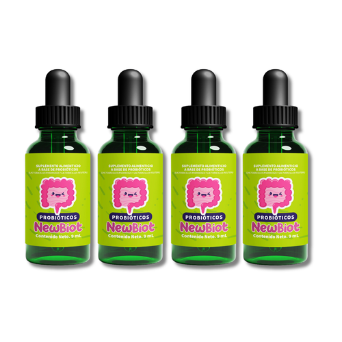 4 Pack NewBiot | Probióticos para Niños | Lactobacillus Reuteri y Rhamnosus - PEDYA PHARMA