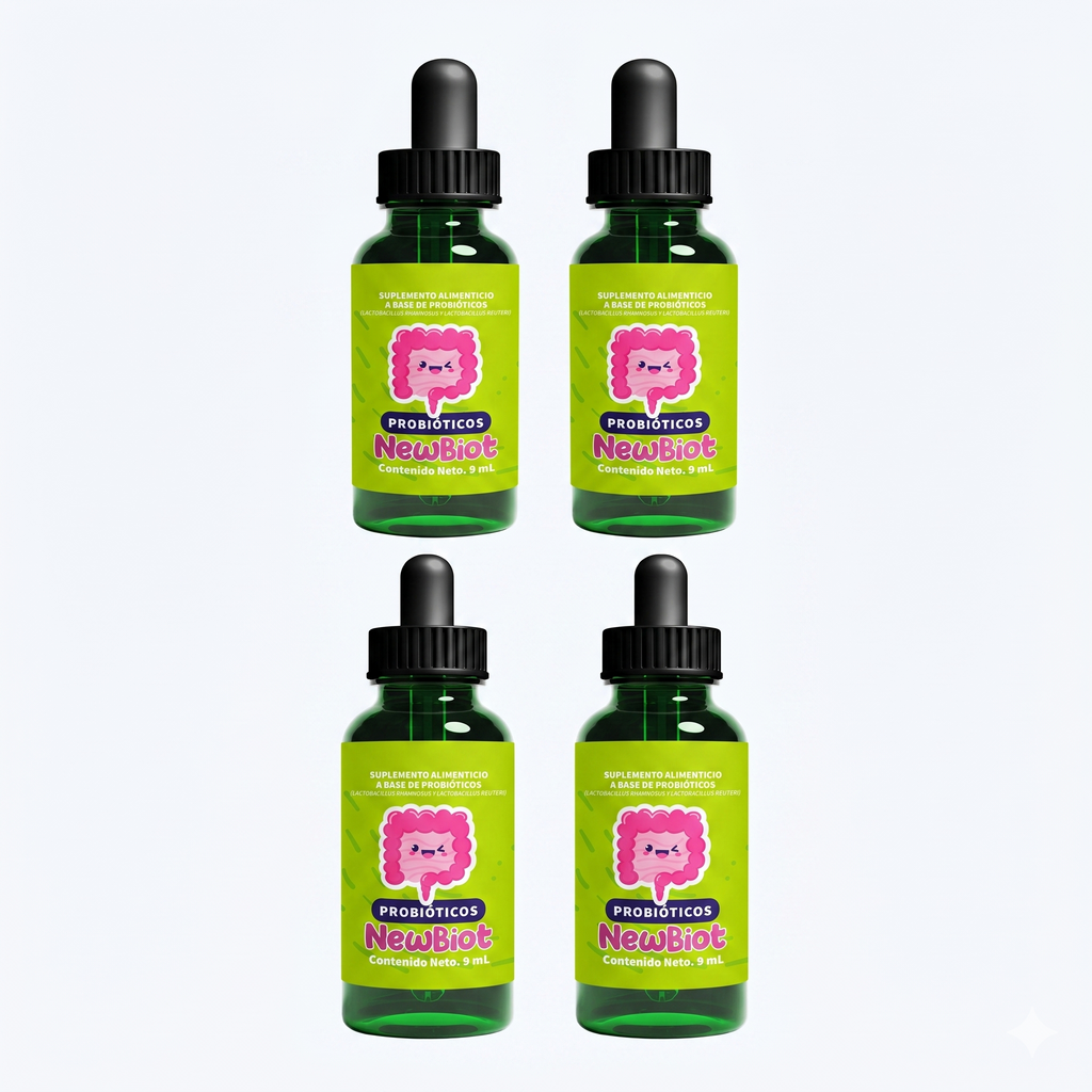 4 Pack NewBiot | Probióticos para Niños | Lactobacillus Reuteri y Rhamnosus - PEDYA PHARMA