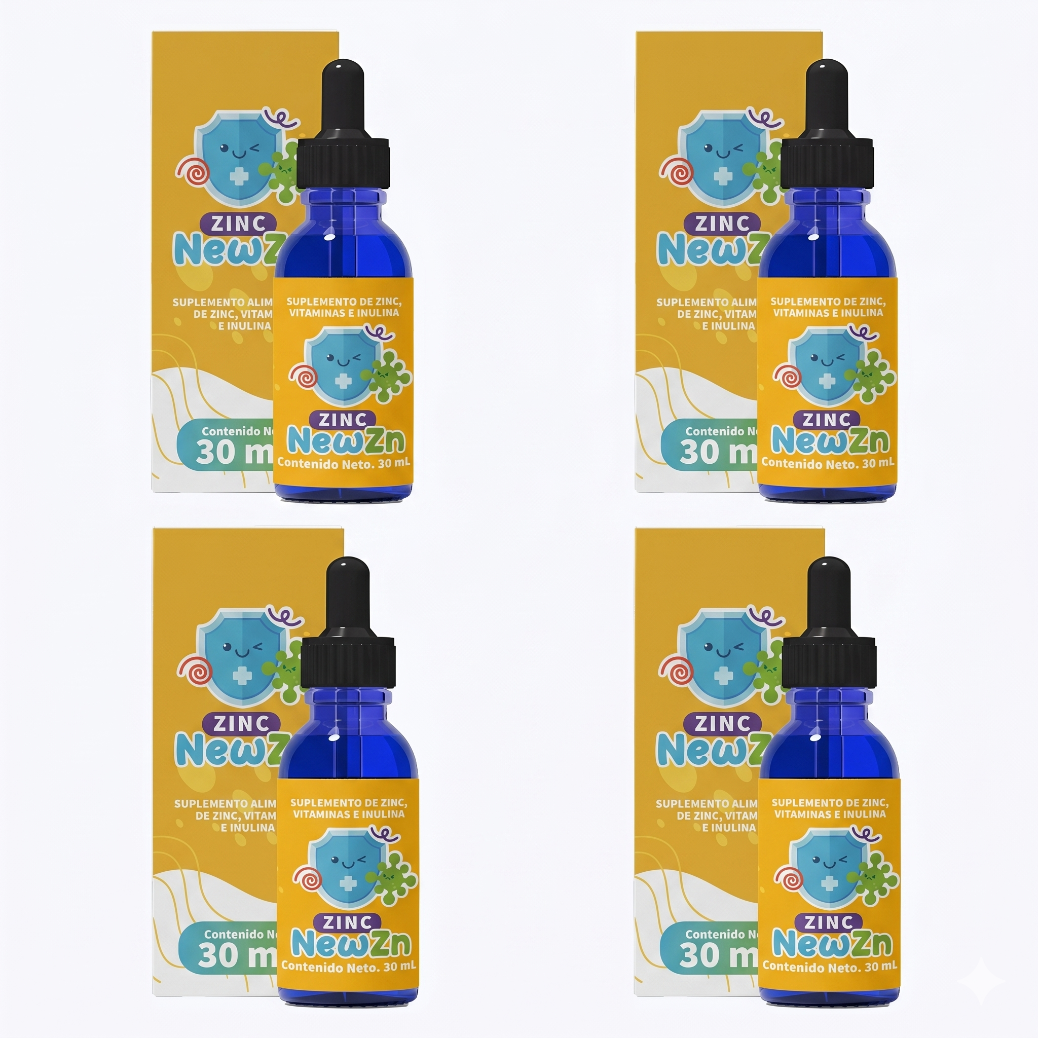 4 Pack NewZn |  Zinc para Niños | Bisglicinato de Zinc Infantil - PEDYA PHARMA