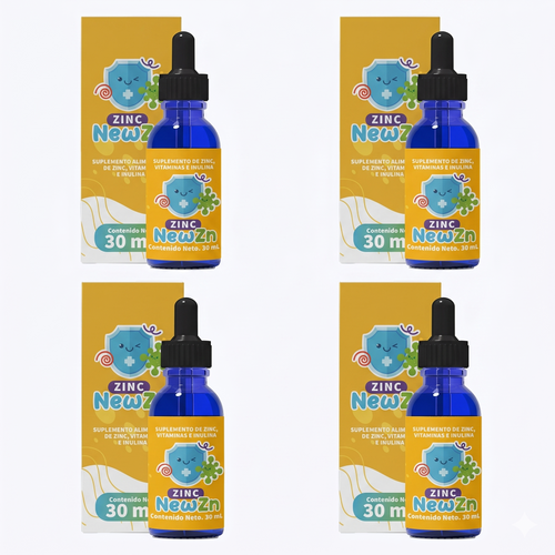 4 Pack NewZn |  Zinc para Niños | Bisglicinato de Zinc Infantil - PEDYA PHARMA